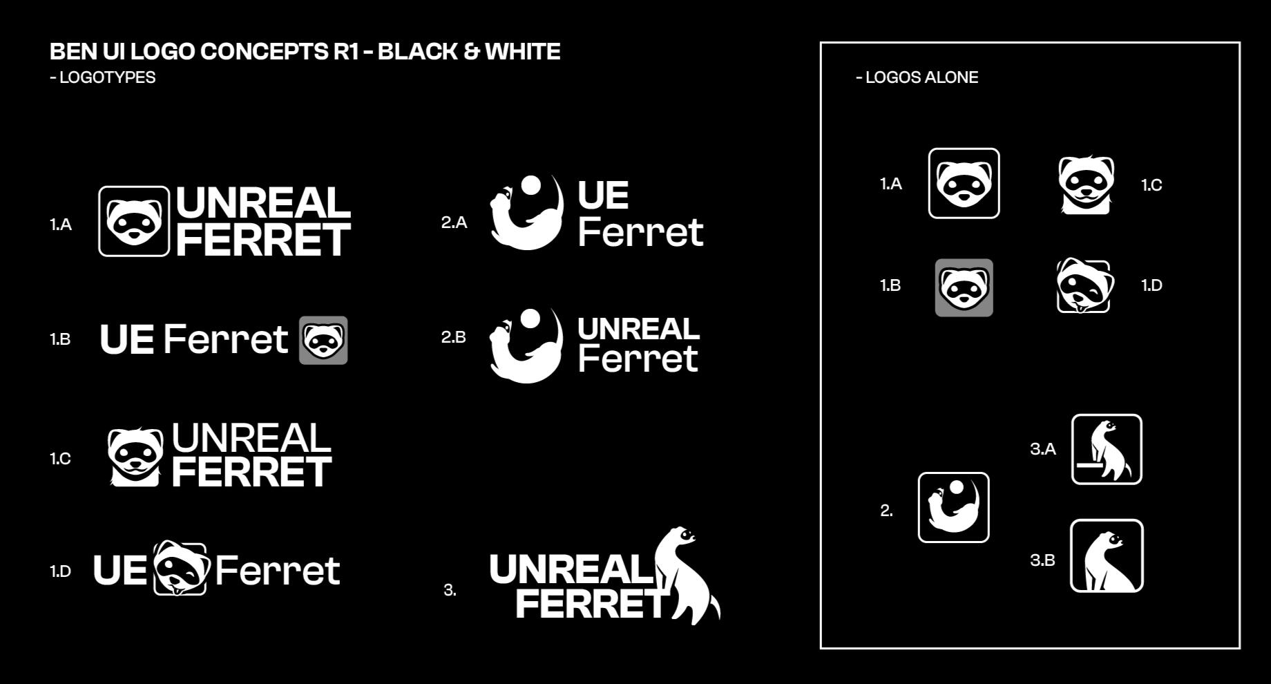 Ferret logo design variations