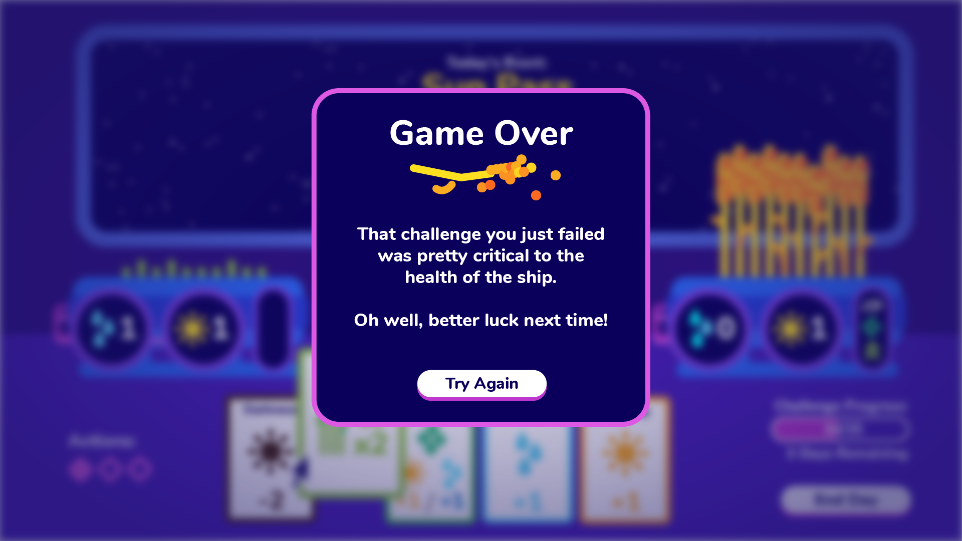 Designed game-over pop-up and wrote light-hearted flavour text.