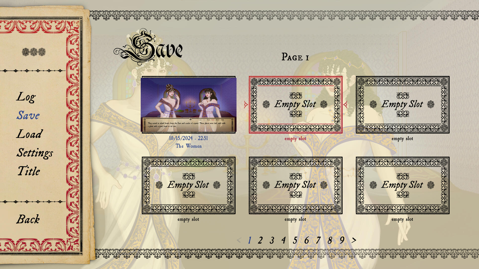 Save page and main menu