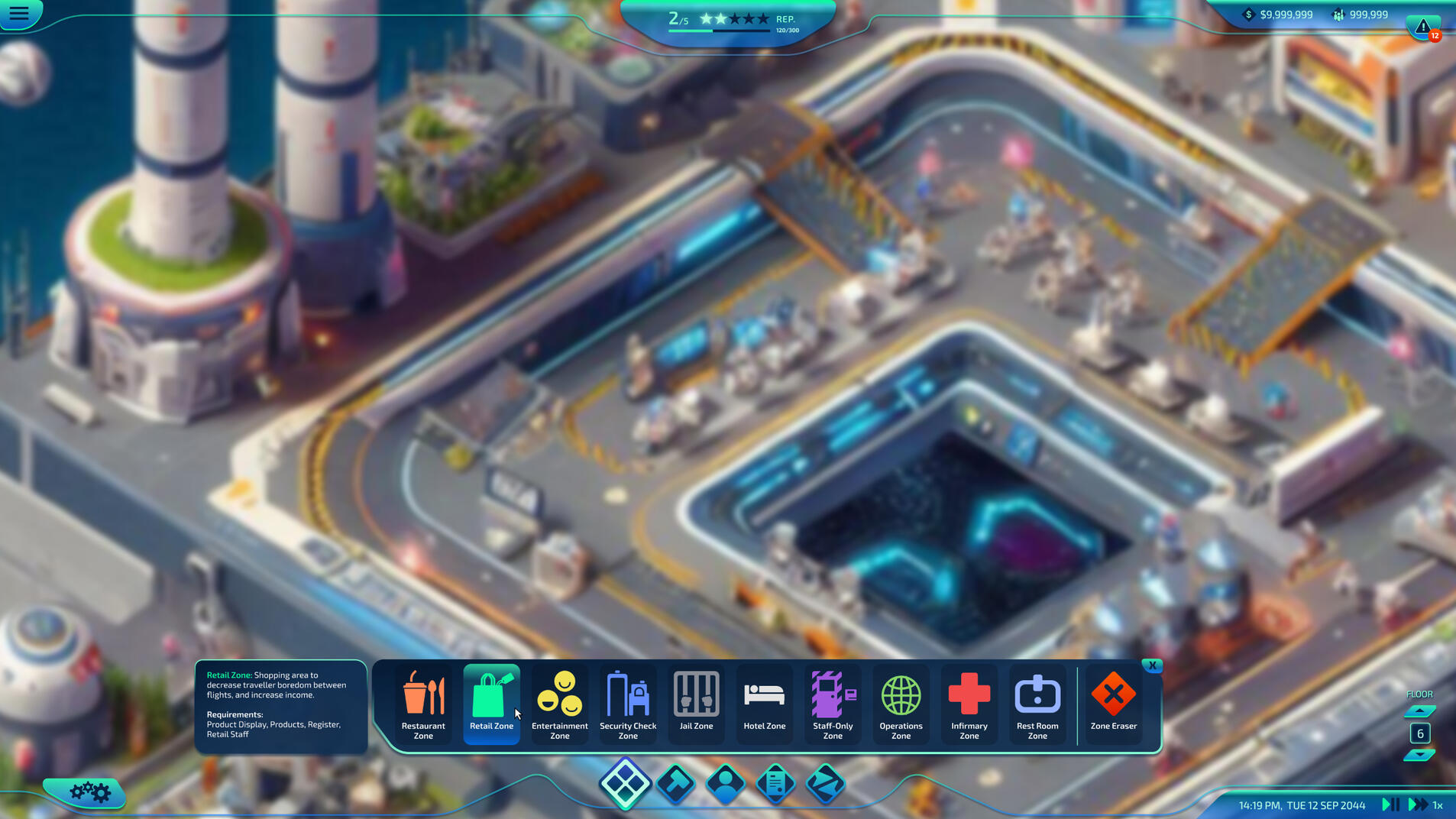 HUD zoning menu with custom icons